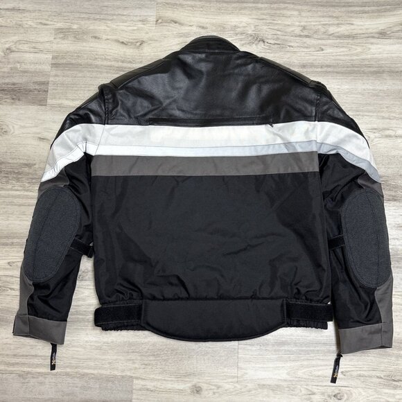 XElement Leather Motorcycle Jacket Mens L Black Reflective Waterproof Zip Liner - Picture 10 of 10